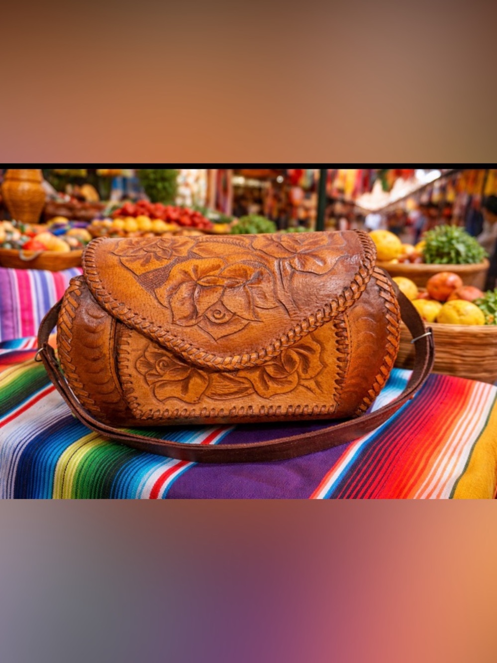 Hand-Tooled Floral Leather shoulder bag